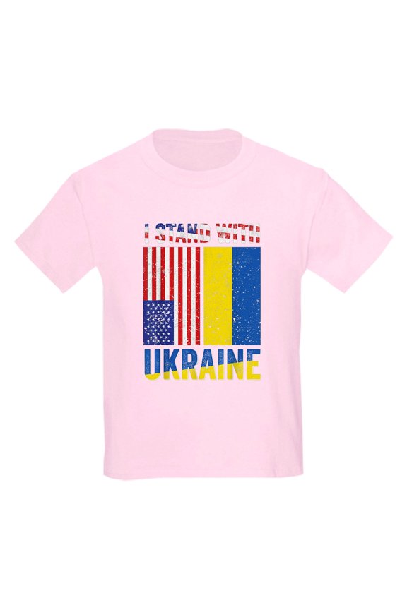 - I Stand With Ukraine Support Ukrainian Ame T Shirt - Light T-Shirt Kids XS-XL