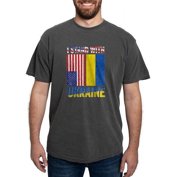 CafePress - I Stand With Ukraine Support Ukrainian Ame T Shirt - Mens Comfort Colors Shirt