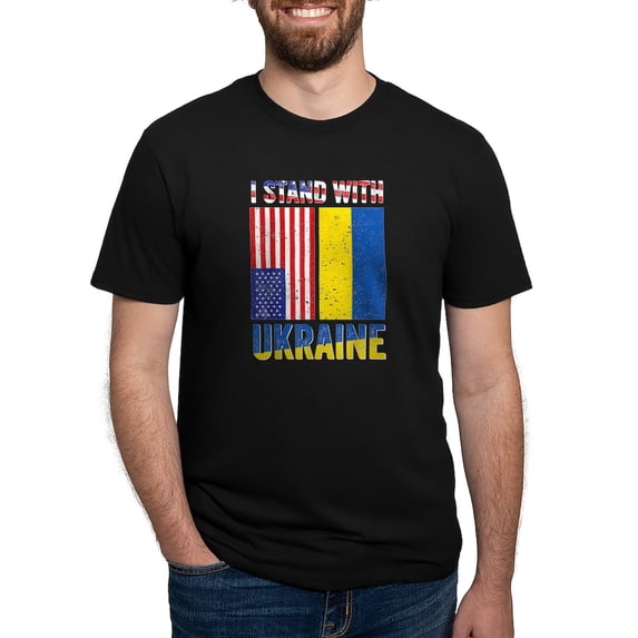 CafePress - I Stand With Ukraine Support Ukrainian Ame T Shirt - Mens Tri-blend T-Shirt
