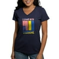 thumbnail image 1 of CafePress - I Stand With Ukraine Support Ukrainian Ame T Shirt - Women's V-Neck Dark T-Shirt, 1 of 4