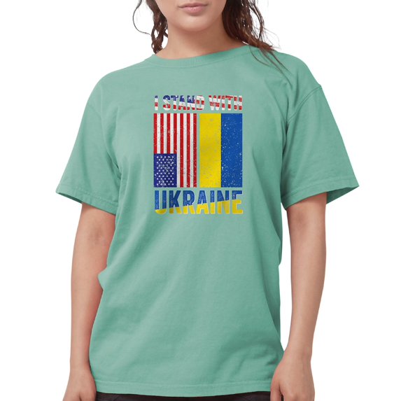 CafePress - I Stand With Ukraine Support Ukrainian Ame T Shirt - Womens Comfort Colors® Shirt