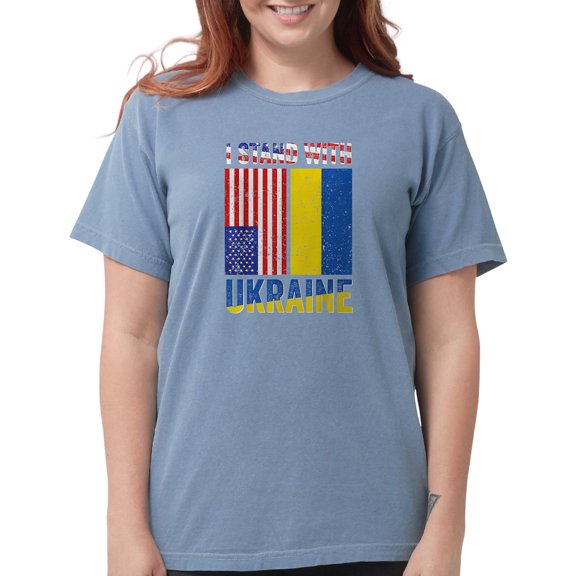 CafePress - I Stand With Ukraine Support Ukrainian Ame T Shirt - Womens Comfort Colors® Shirt