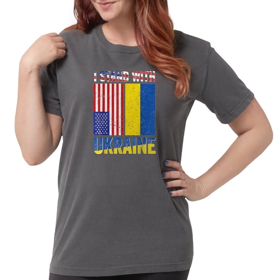 CafePress - I Stand With Ukraine Support Ukrainian Ame T Shirt - Womens Comfort Colors® Shirt