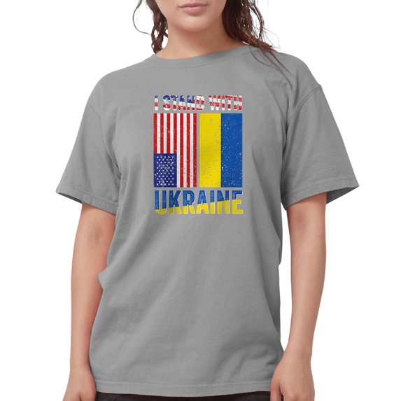 CafePress - I Stand With Ukraine Support Ukrainian Ame T Shirt - Womens Comfort Colors® Shirt