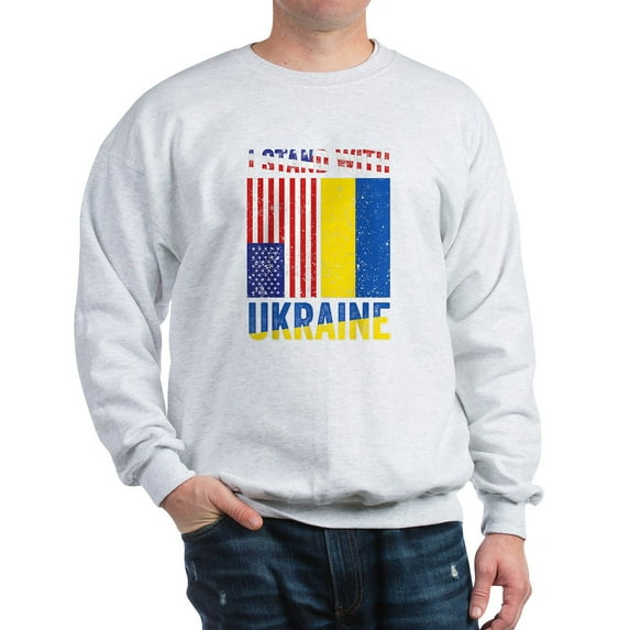 CafePress - I Stand With Ukraine Support Ukrainian Sweatshirt - Crew Neck Sweatshirt