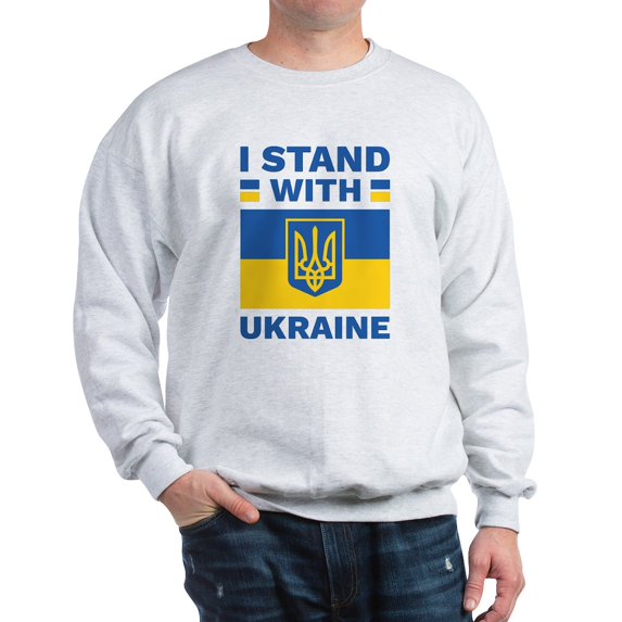 CafePress - I Stand With Ukraine Sweatshirt - Crew Neck Sweatshirt
