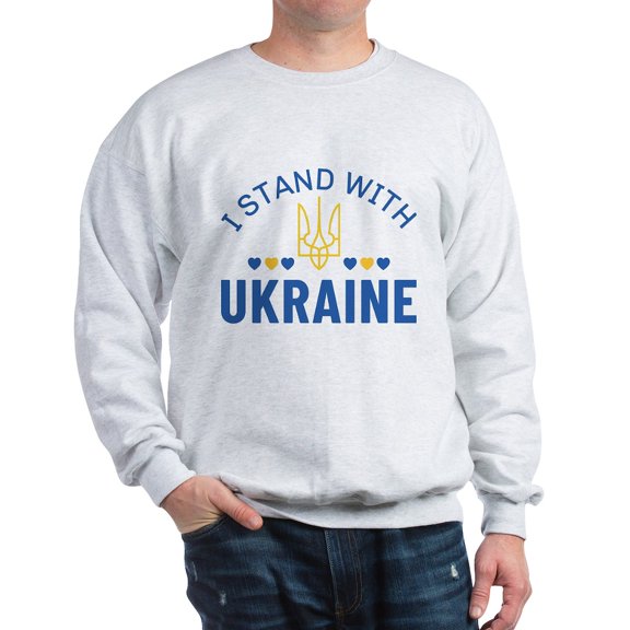CafePress - I Stand With Ukraine Sweatshirt - Crew Neck Sweatshirt