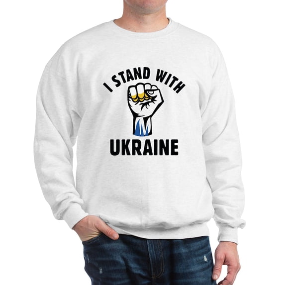 CafePress - I Stand With Ukraine Sweatshirt - Crew Neck Sweatshirt