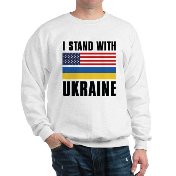 CafePress - I Stand With Ukraine Sweatshirt - Crew Neck Sweatshirt