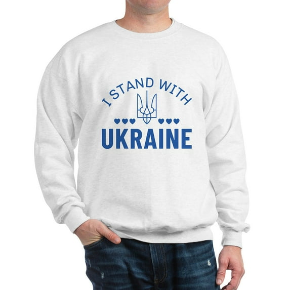 CafePress - I Stand With Ukraine Sweatshirt - Crew Neck Sweatshirt