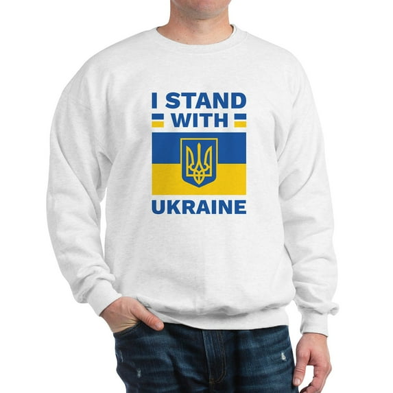 CafePress - I Stand With Ukraine Sweatshirt - Crew Neck Sweatshirt