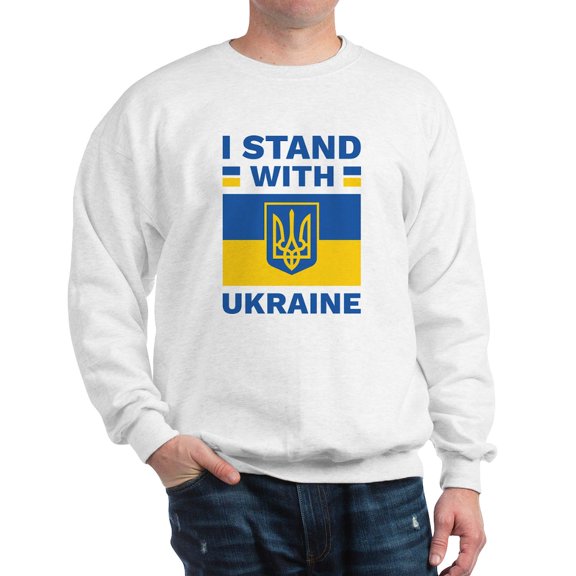 CafePress - I Stand With Ukraine Sweatshirt - Crew Neck Sweatshirt