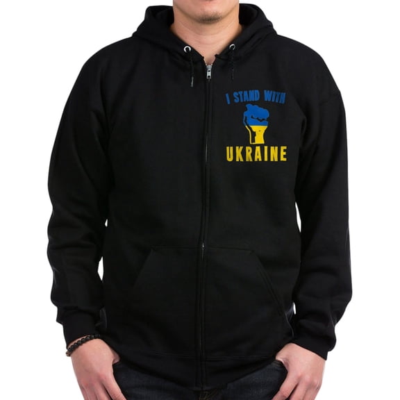 CafePress - I Stand With Ukraine Sweatshirt - Zip Hoodie, Classic Hooded Sweatshirt with Metal Zipper