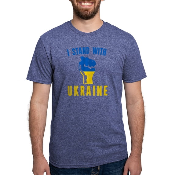 CafePress - I Stand With Ukraine T Shirt - Mens Tri-blend T-Shirt