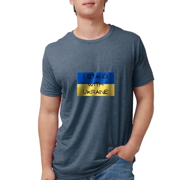 CafePress - I Stand With Ukraine T Shirt - Mens Tri-blend T-Shirt