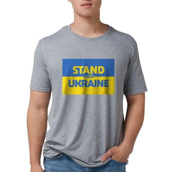 CafePress - I Stand With Ukraine T Shirt - Mens Tri-blend T-Shirt