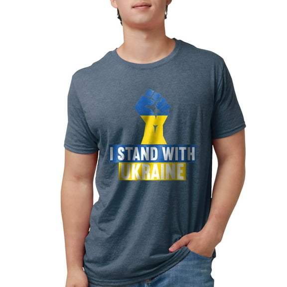 CafePress - I Stand With Ukraine T Shirt - Mens Tri-blend T-Shirt