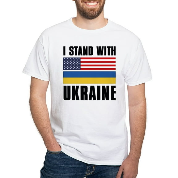 CafePress - I Stand With Ukraine White T Shirt - Men's White Classic Cotton T-Shirts