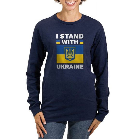 CafePress - I Stand With Ukraine Women's Long Sleeve Dark T Sh - Women's Long Sleeve Graphic Tee Casual Fit