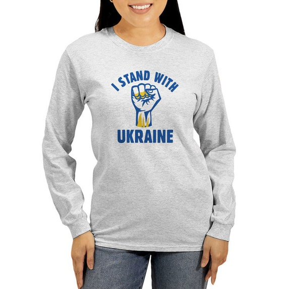 CafePress - I Stand With Ukraine Women's Long Sleeve T Shirt - Women's Long Sleeve Graphic Casual T-Shirt
