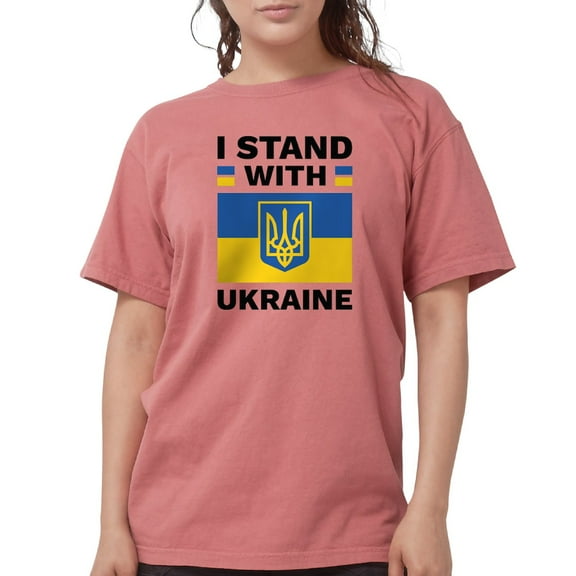 CafePress - I Stand With Ukraine Womens Comfort Colorsâ® Shirt - Womens Comfort Colors® Shirt