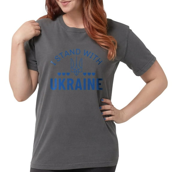 CafePress - I Stand With Ukraine Womens Comfort Colorsâ® Shirt - Womens Comfort Colors® Shirt