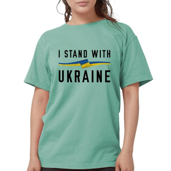 CafePress - I Stand With Ukraine Womens Comfort Colorsâ® Shirt - Womens Comfort Colors® Shirt