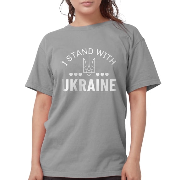 CafePress - I Stand With Ukraine Womens Comfort Colorsâ® Shirt - Womens Comfort Colors® Shirt