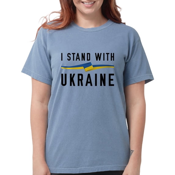 CafePress - I Stand With Ukraine Womens Comfort Colorsâ® Shirt - Womens Comfort Colors® Shirt