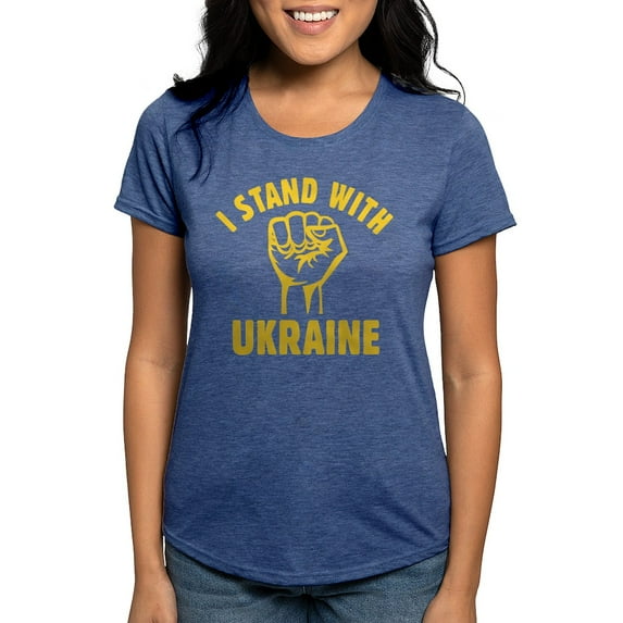 CafePress - I Stand With Ukraine Womens Tri Blend T Shirt - Womens Tri-blend T-Shirt