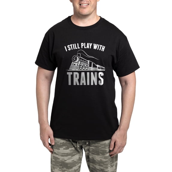 CafePress - I Still Play With Trains Men's Dark Pajamas - Men's Dark Loose Fit Cotton Pajama Set