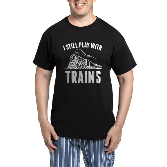 CafePress - I Still Play With Trains Men's Dark Pajamas - Men's Dark Loose Fit Cotton Pajama Set