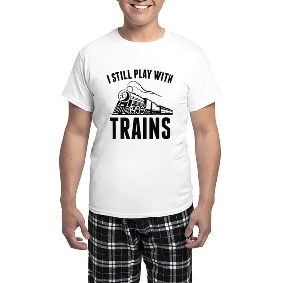 CafePress - I Still Play With Trains Men's Light Pajamas - Men's Light Loose Fit Cotton Pajama Set