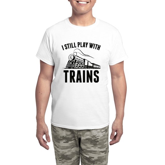 CafePress - I Still Play With Trains Men's Light Pajamas - Men's Light Loose Fit Cotton Pajama Set