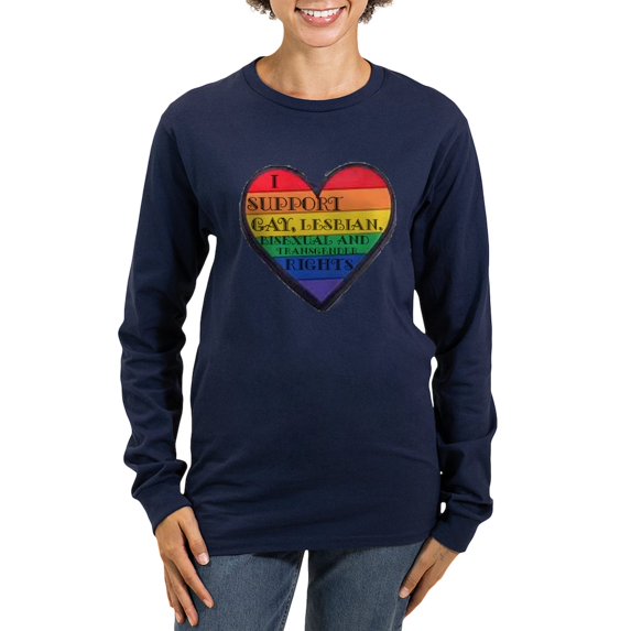 CafePress - I Support GLBT Rights Long Sleeve Dark T Shirt - Women's Long Sleeve Graphic Tee Casual Fit