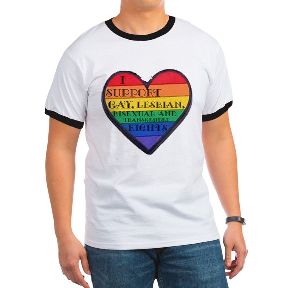 CafePress - I Support GLBT Rights Ringer T - 100% Cotton Ringed T-Shirt
