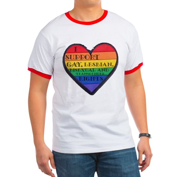 CafePress - I Support GLBT Rights Ringer T - 100% Cotton Ringed T-Shirt