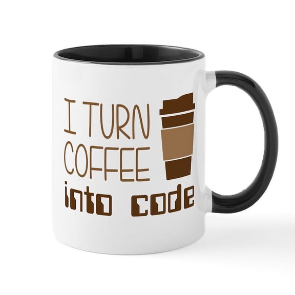 CafePress - I Turn Coffee Into Programming Code Mugs - 11 oz Ceramic Mug - Novelty Coffee Tea Cup