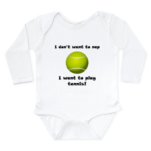 CafePress - I Want To Play Tennis Body Suit - Long Sleeve Cotton Baby Bodysuit
