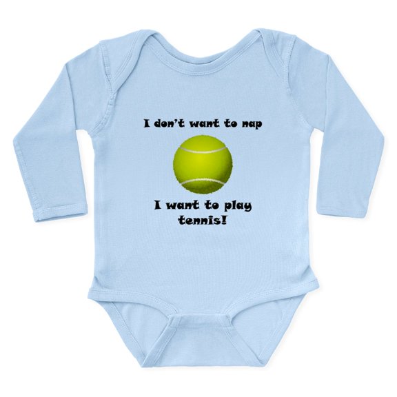 CafePress - I Want To Play Tennis Body Suit - Long Sleeve Cotton Baby Bodysuit