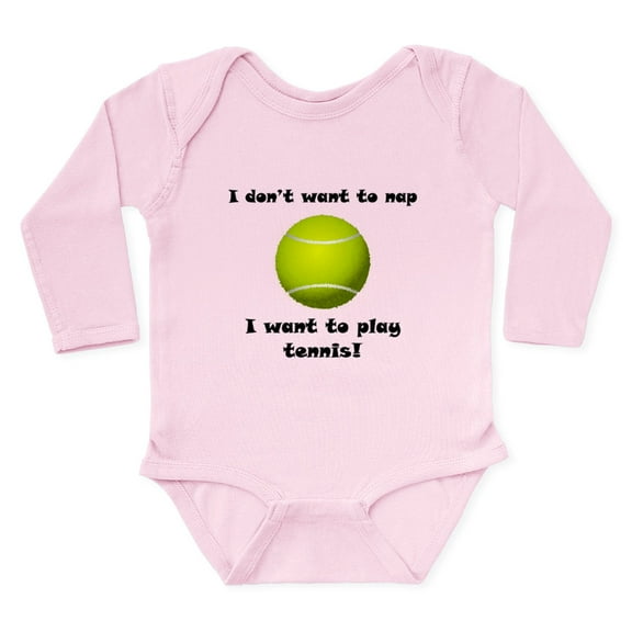 CafePress - I Want To Play Tennis Body Suit - Long Sleeve Cotton Baby Bodysuit