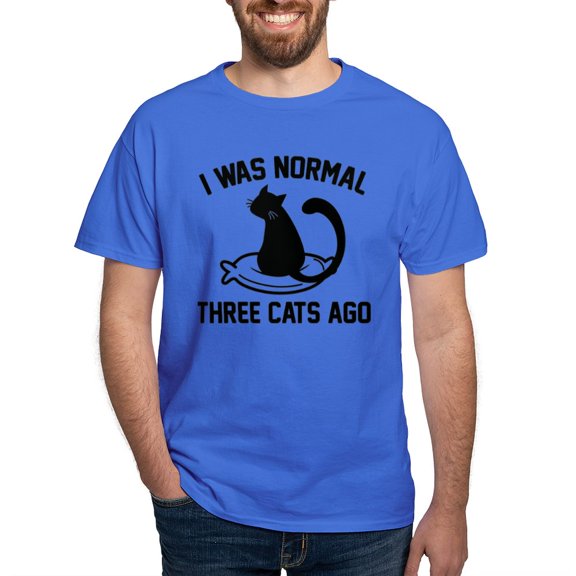 CafePress - I Was Normal Three Cats Ago Dark T Shirt - Men's Classic Graphic Cotton T-Shirt