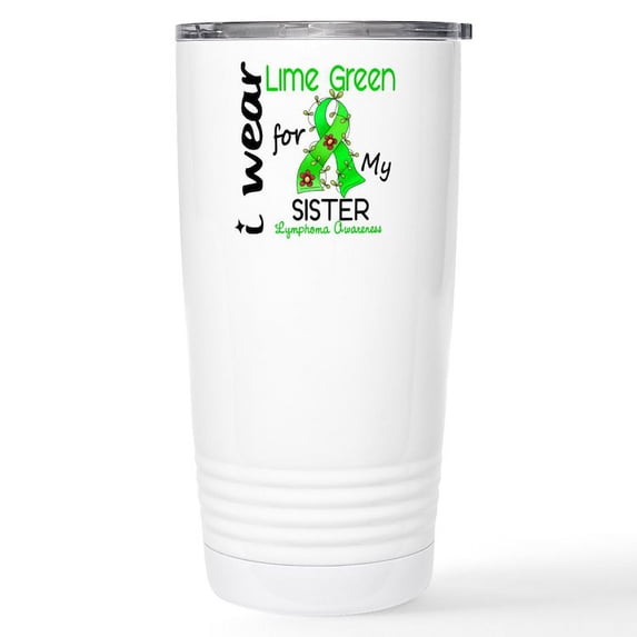 CafePress - I Wear Lime 43 Lymphoma Stainless Steel Travel Mug - Insulated Stainless Steel Travel Tumbler 20 oz.