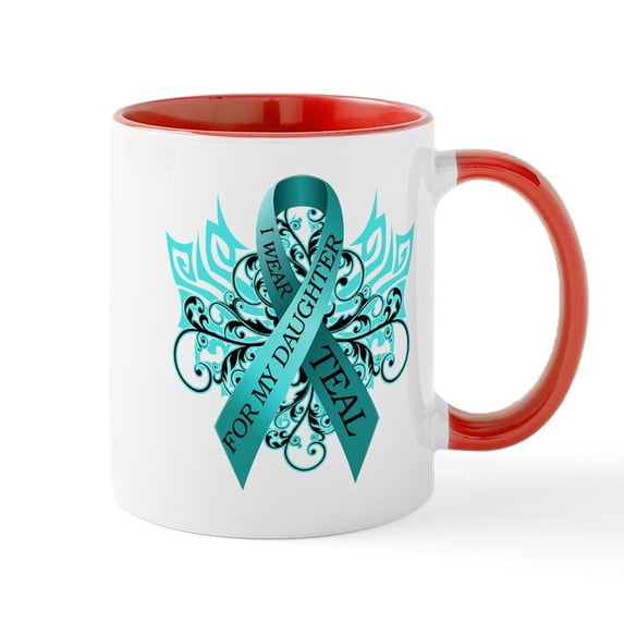 CafePress - I Wear Teal For My Daughter Mug - 11 oz Ceramic Mug - Novelty Coffee Tea Cup