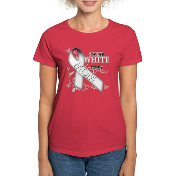 CafePress - I Wear White For My Mom Women's Dark T Shirt - Women's Traditional Fit Dark T-Shirt