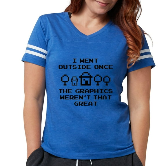 CafePress - I Went Outside Once T Shirt - Womens Football Shirt