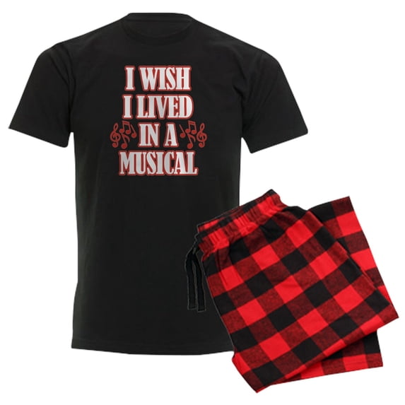CafePress - I Wish I Lived In A Musical Men's Dark Pajamas - Men's Dark Loose Fit Cotton Pajama Set