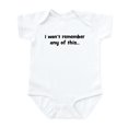 thumbnail image 1 of CafePress - I Won't Remember Any Of This... Infant Bodysuit - Baby Light Bodysuit, Size Newborn - 24 Months, 1 of 4