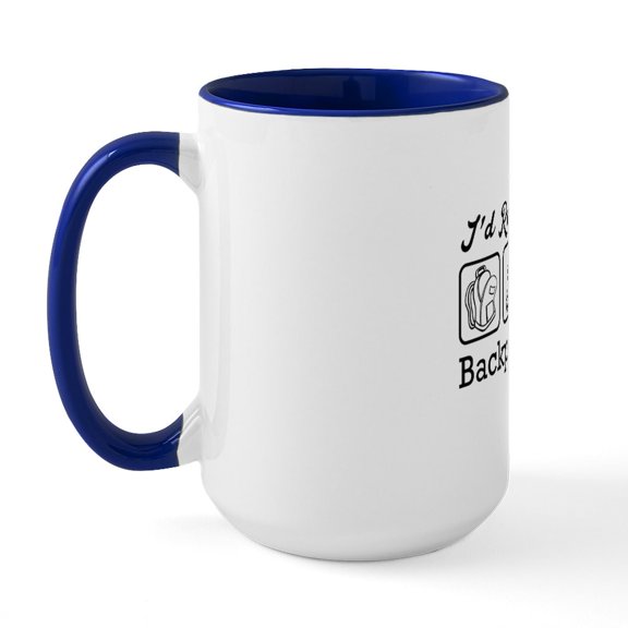 CafePress - I'd Rather Be Backpacking Large Mug - 15 oz Ceramic Large White Novelty Mug