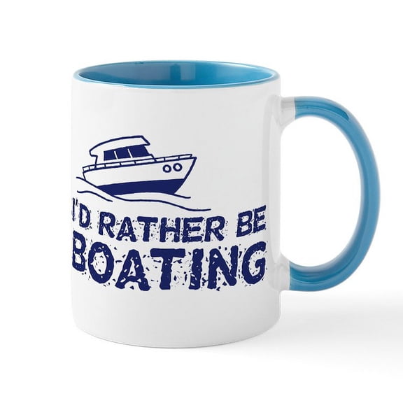 CafePress - I'd Rather Be Boating Mug - 11 oz Ceramic Mug - Novelty Coffee Tea Cup